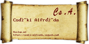 Csáki Alfréda névjegykártya
